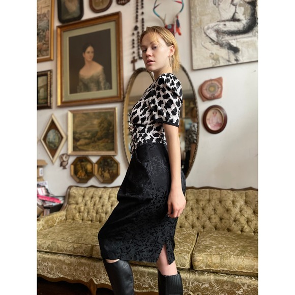 80’s Vintage Vixen Polyester Abstract Patterned Satin Dress Size 4 - Picture 3 of 7